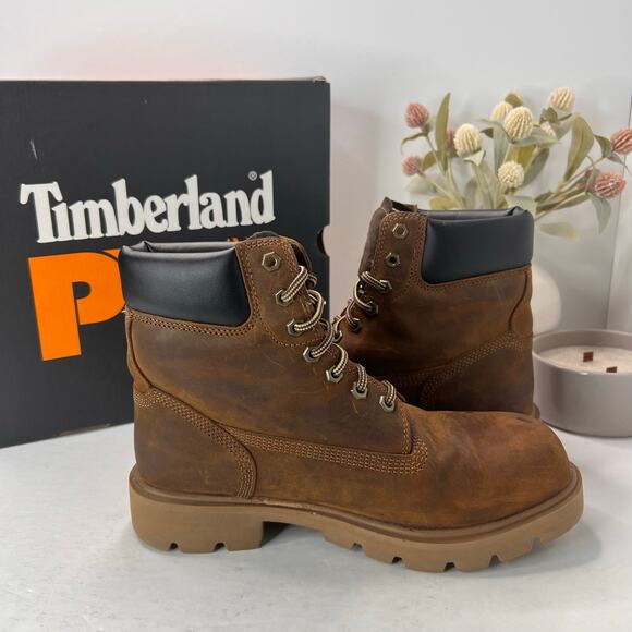 Timberland PRO Sawhorse 6" Composite Safety Toe Boots Brown Men 8M Light Wear - Picture 7 of 10